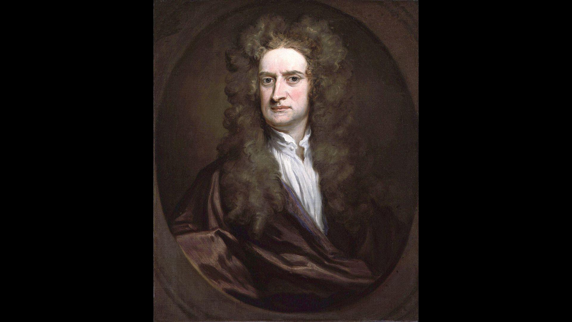 Oil canvas painting of Sir Isaac Newton by Sir Geoffrey Kneller