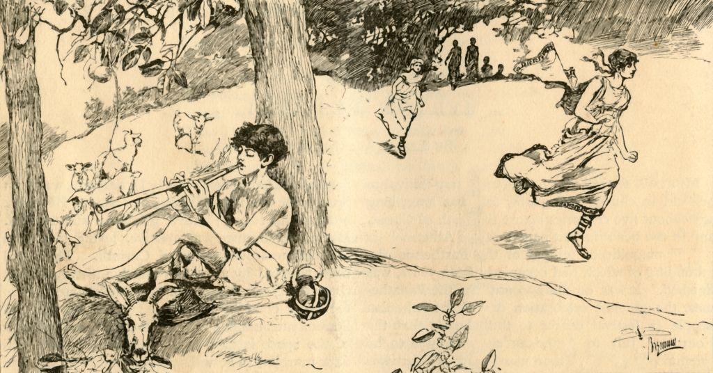 Drawing entitled “The Race of the Spartan Girls, from "St. Nicholas: Volume VIII,” 1881, artist unknown