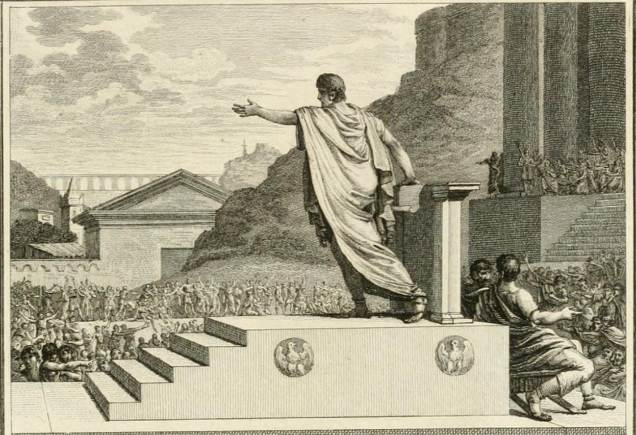 Depiction of Gaius addressing the Plebeian Council