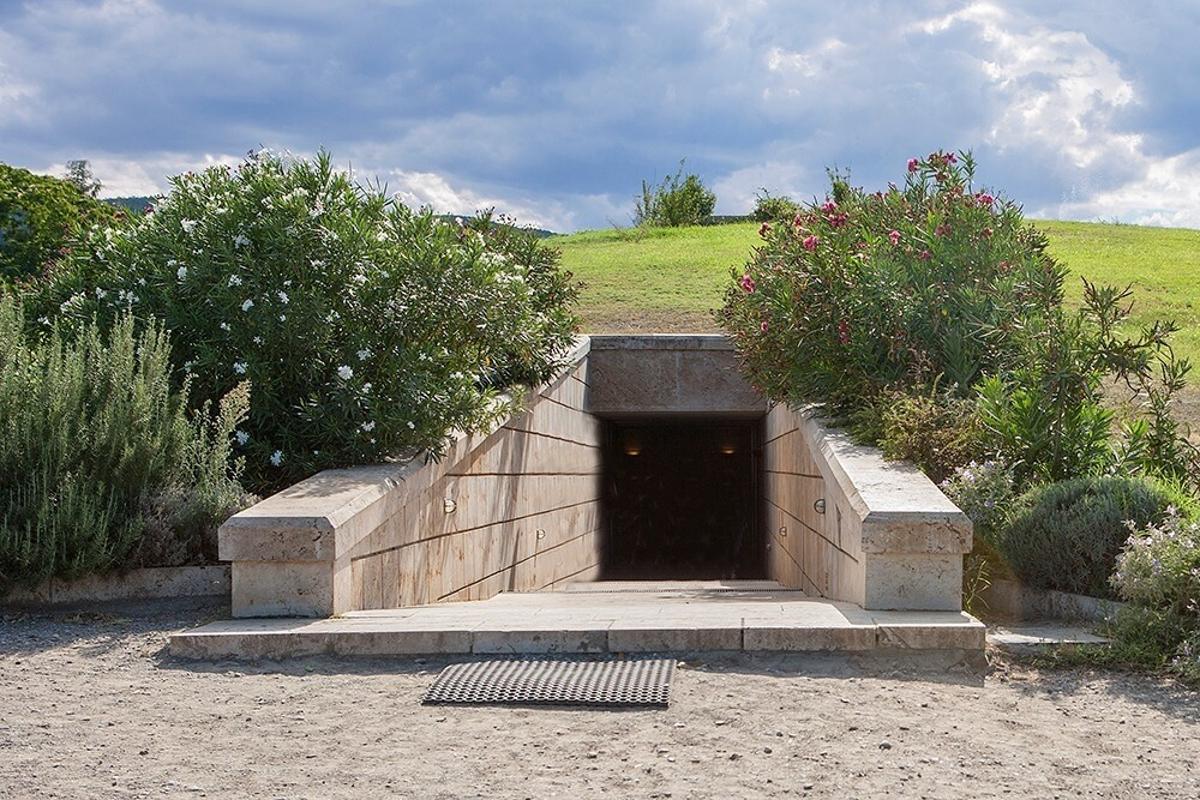 Entrance to a tomb at the Aigai site in Vergina, Greece