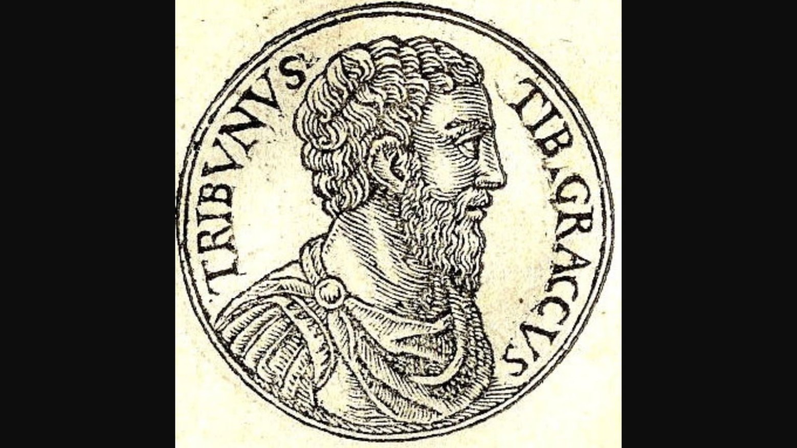 Illustration of a coin from the Roman Empire with the face of Tiberius Gracchi
