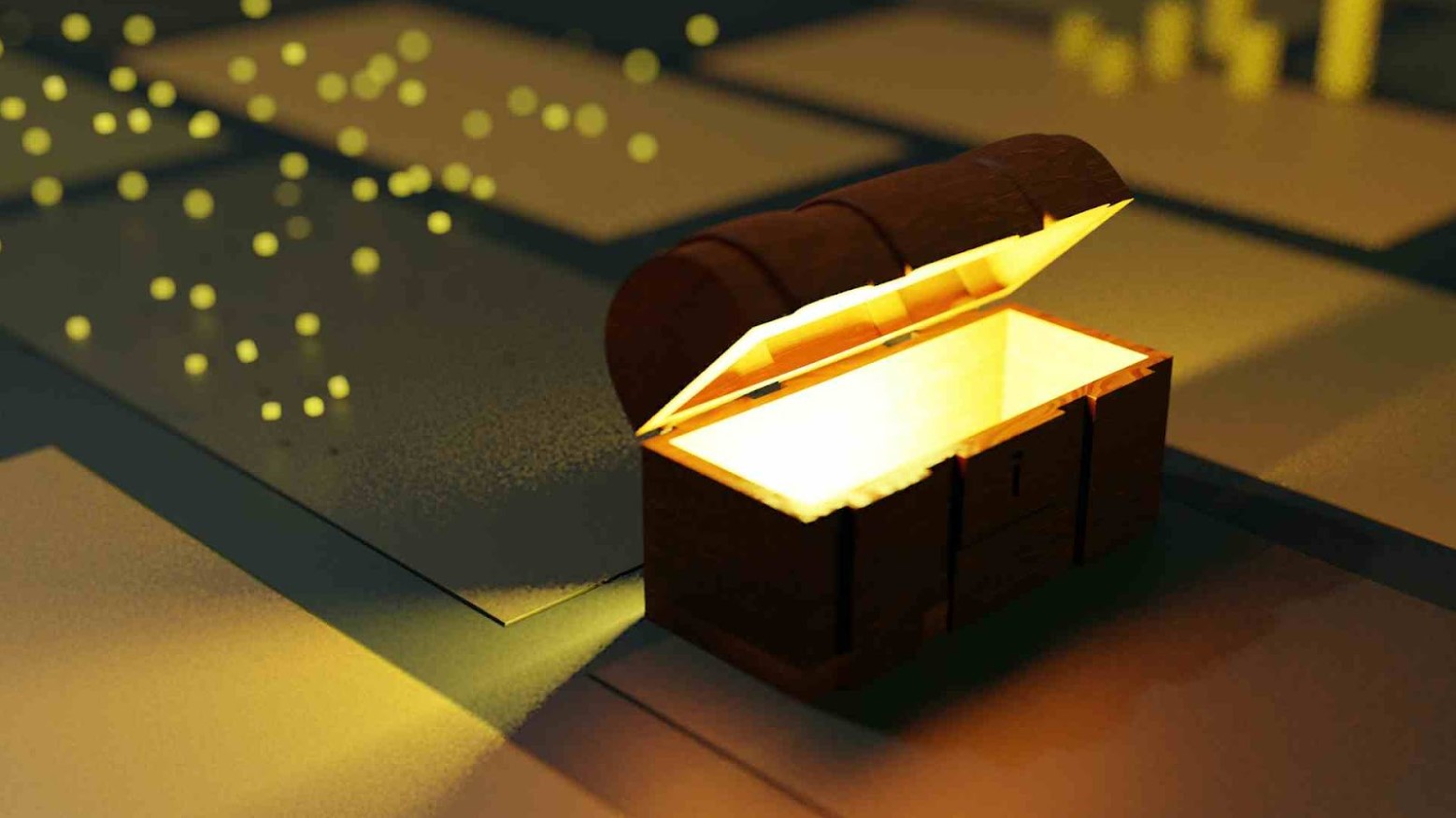 A treasure chest opening