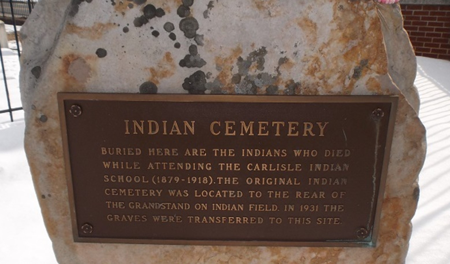 Sign at Army cemetery in Pennsylvania stating that it is an “Indian Cemetery”