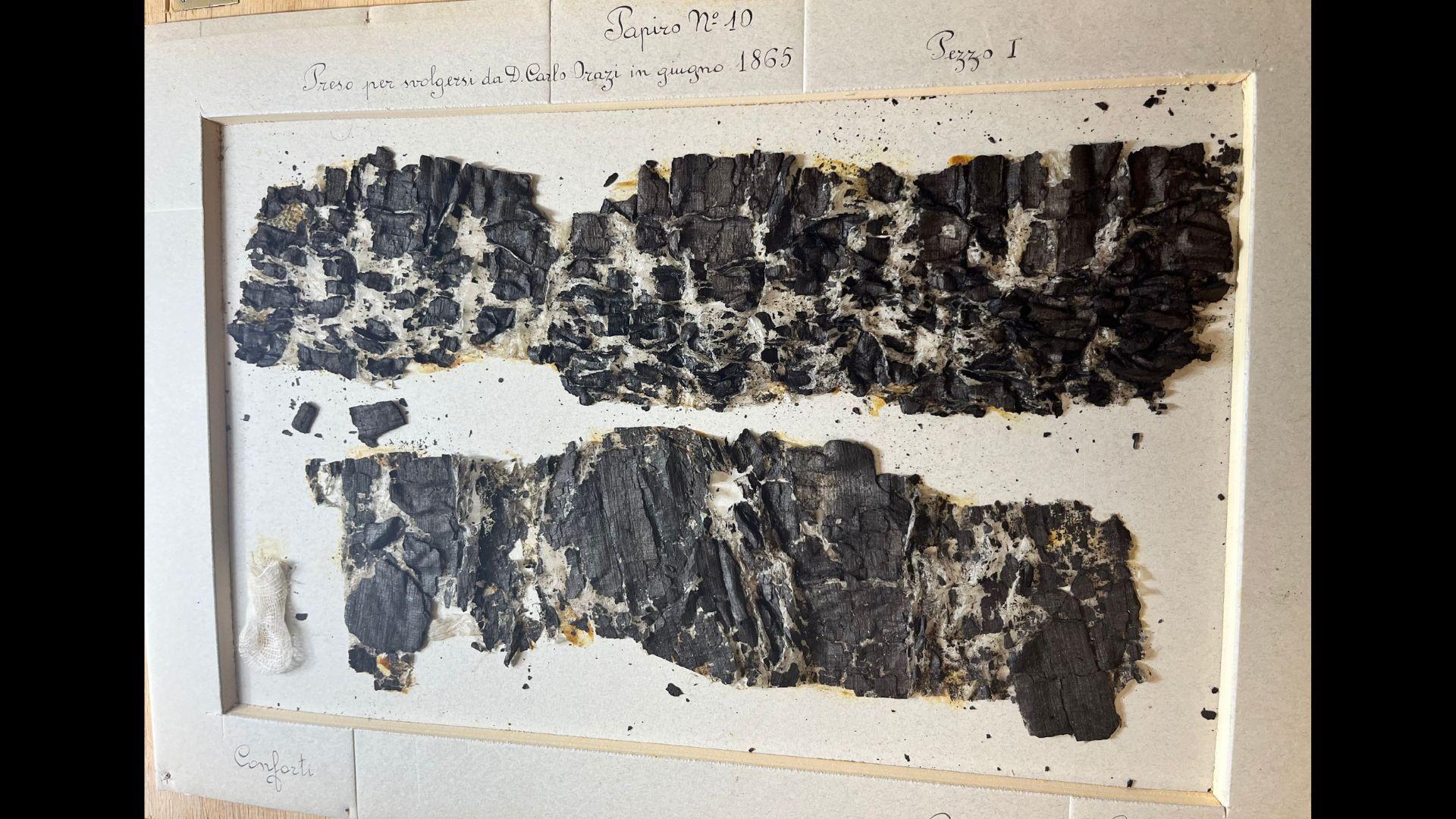 Result of an attempt to physically unroll a Herculaneum scroll