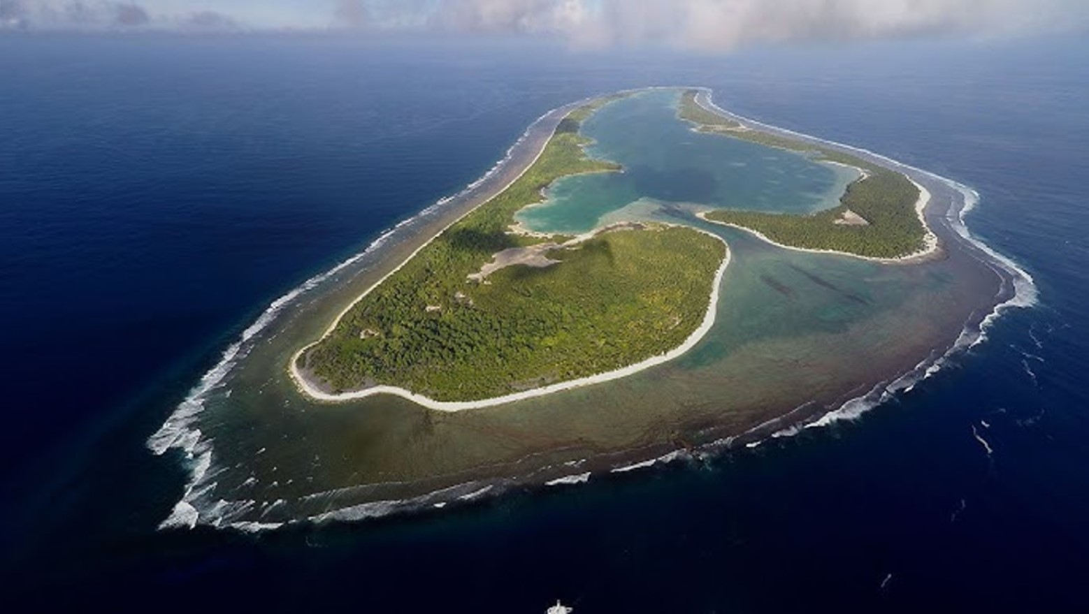 Aerial view of Howland Island in the Pacific Ocean