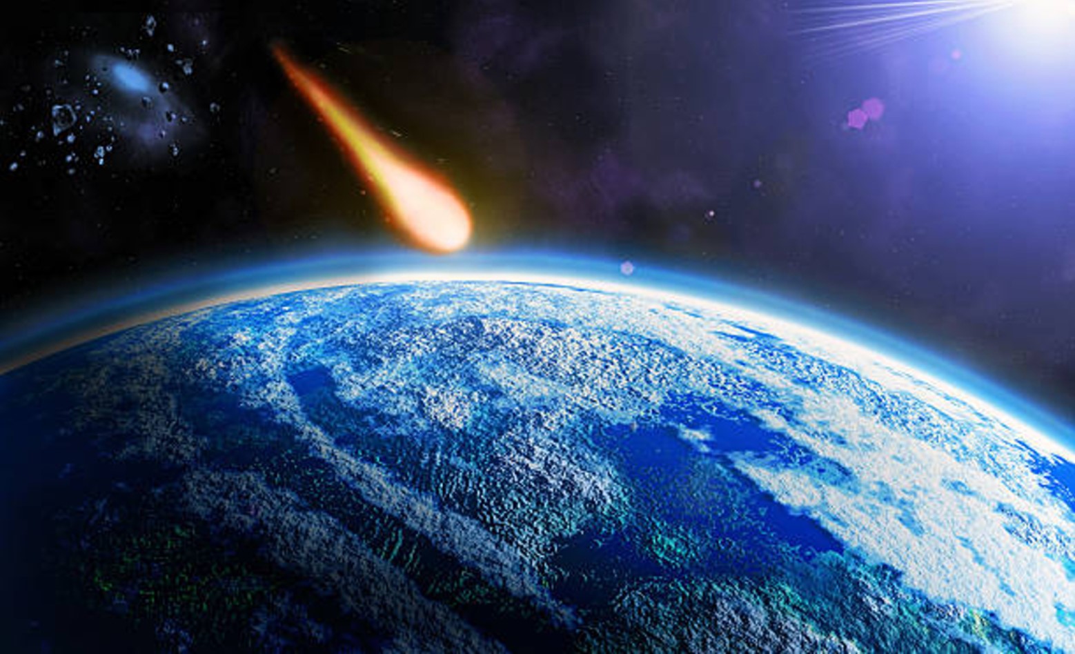 Illustration of an asteroid heading toward planet earth