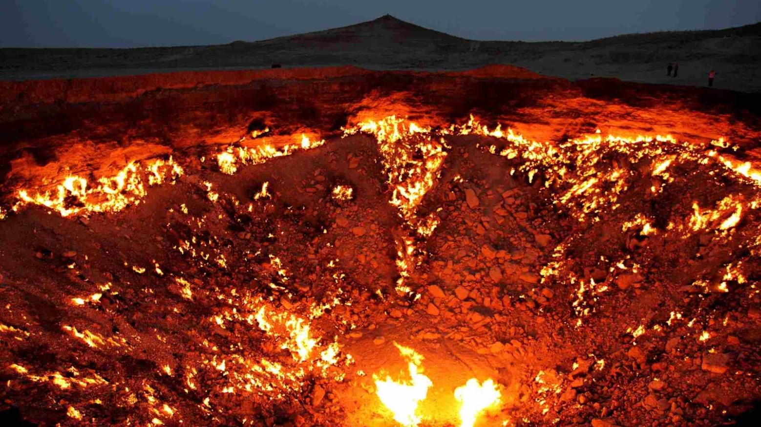 The Door to Hell creator seen at night.