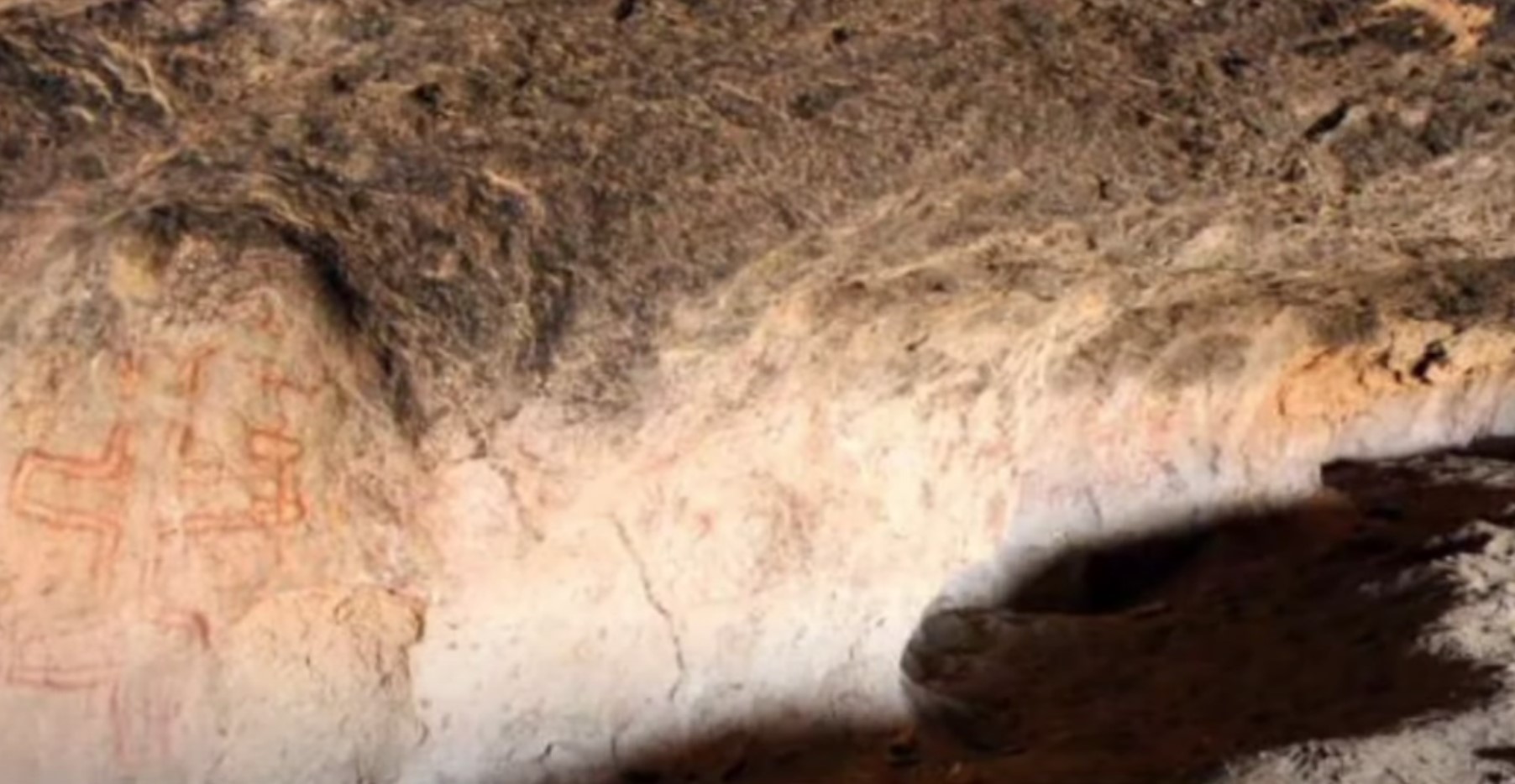 A section of the painted cave at Cueva Huenul in Patagonia