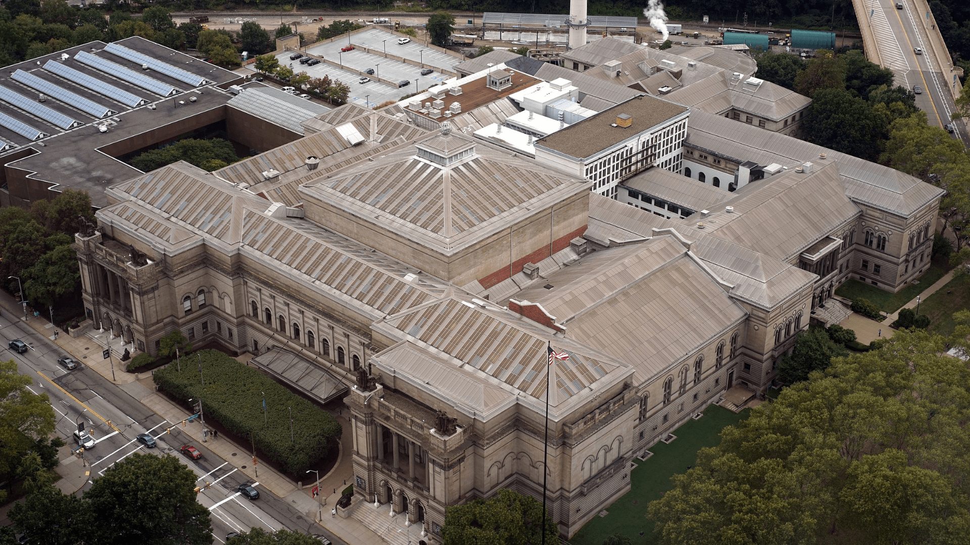 Carnegie Museum of Natural History in Pittsburgh as seen from the 36th floor of the Cathedral of Learning.
