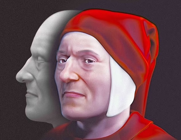A CGI animation of a man with short white hair and a red cap against a black background