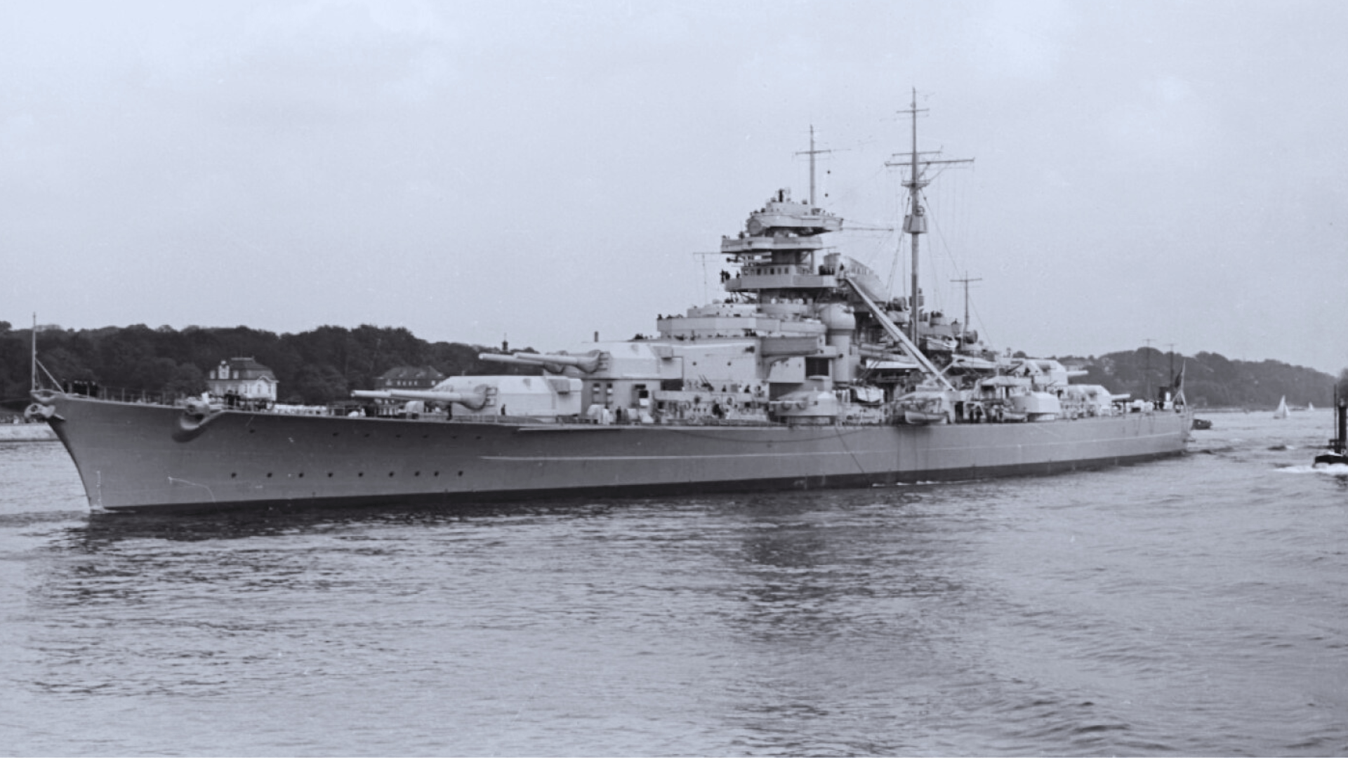 Black-and-white photo of the Bismarck.
