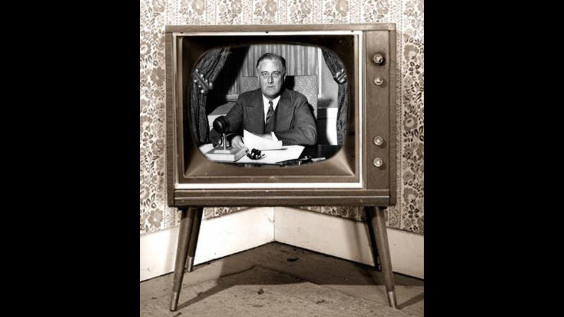 Photograph of the first time Franklin D. Roosevelt spoke on television
