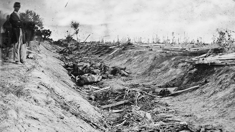 Between two farm fields in Sharpsburg, Md., there was a sunken road, which Confederates used as a rifle pit until they were overrun by federal troops. The road has since been known as "Bloody Lane."