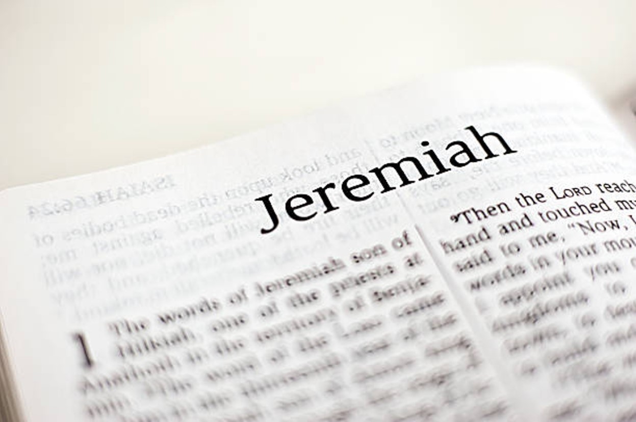 Close-up photo of the Book of Jeremiah in the Bible