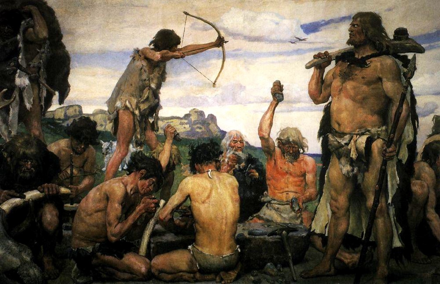 A depiction of a Stone Age community