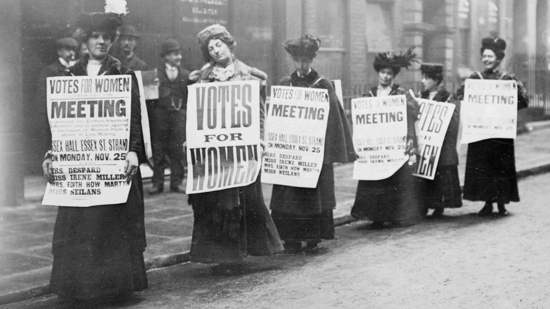 Photograph of women protesting during the Suffragette Movement