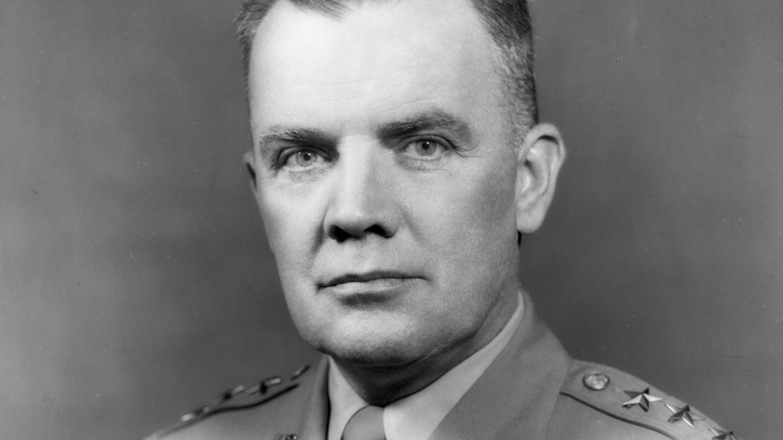 A portrait photograph of Anthony McAuliffe in the 1950s.