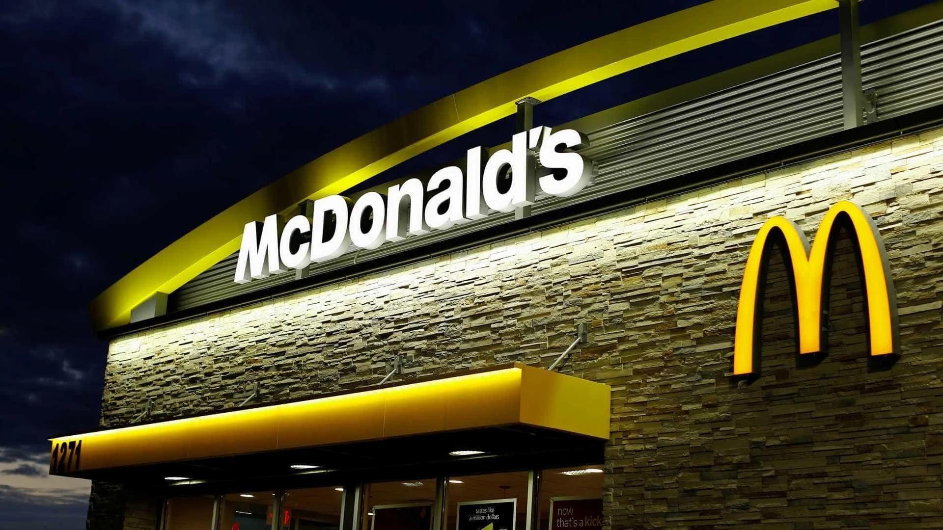 Exterior of a McDonald’s restaurant at night