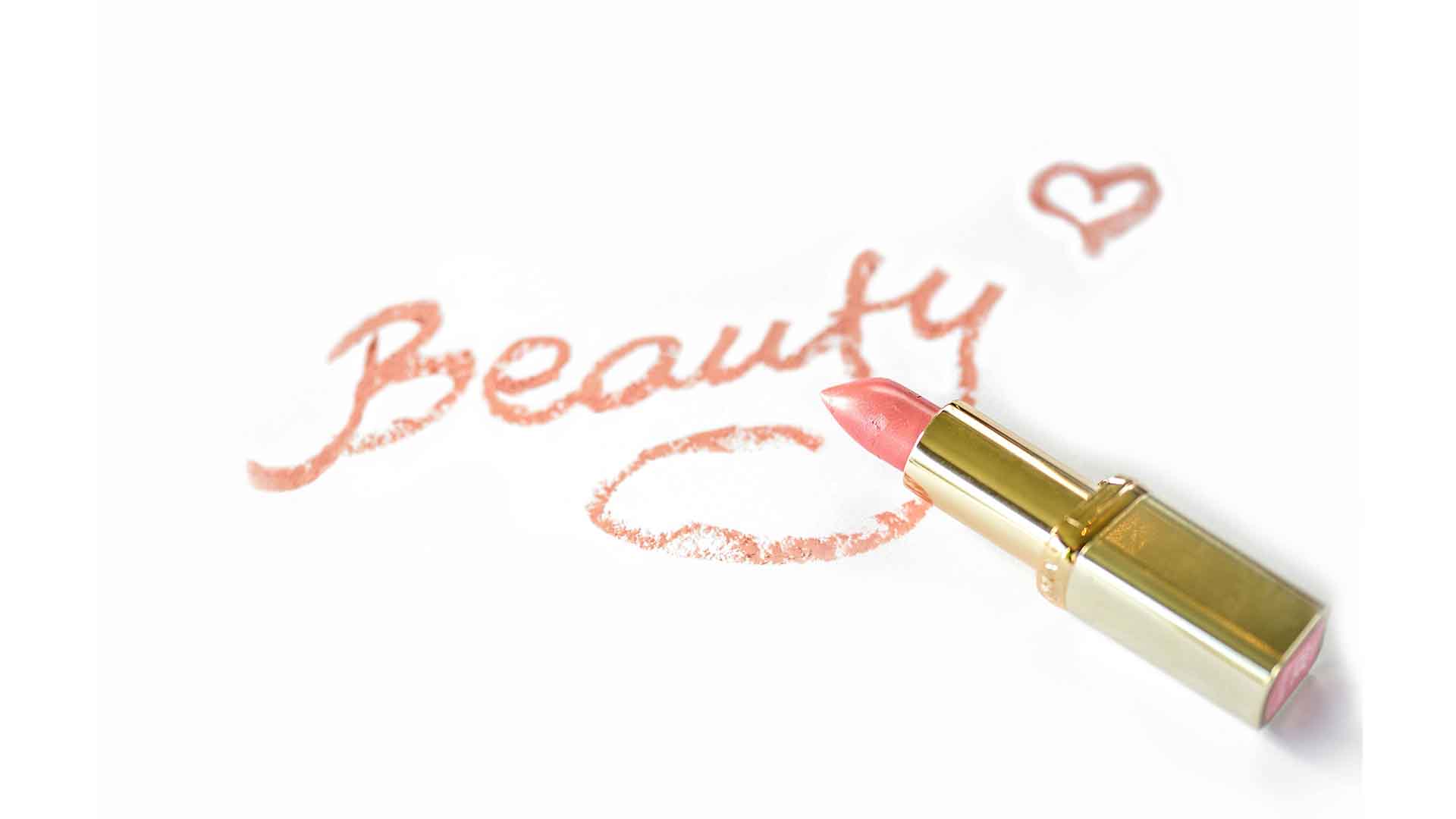 "Beauty" Written With Pink Lipstick