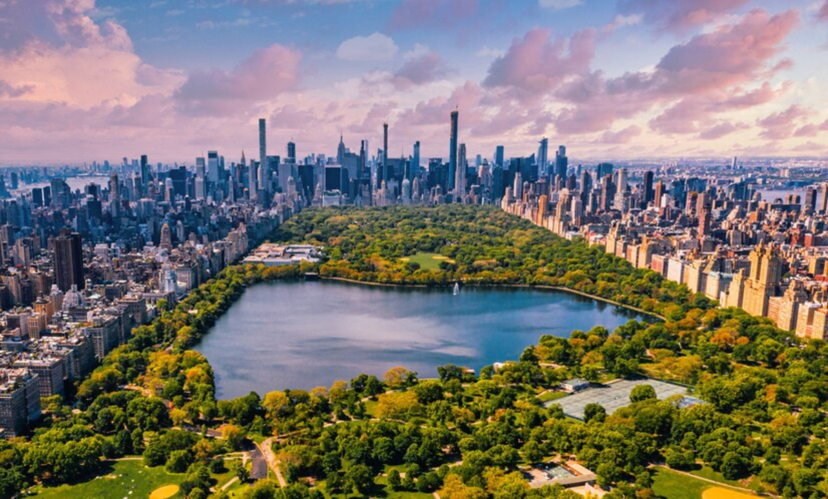 Aerial view of New York City, including Central Park