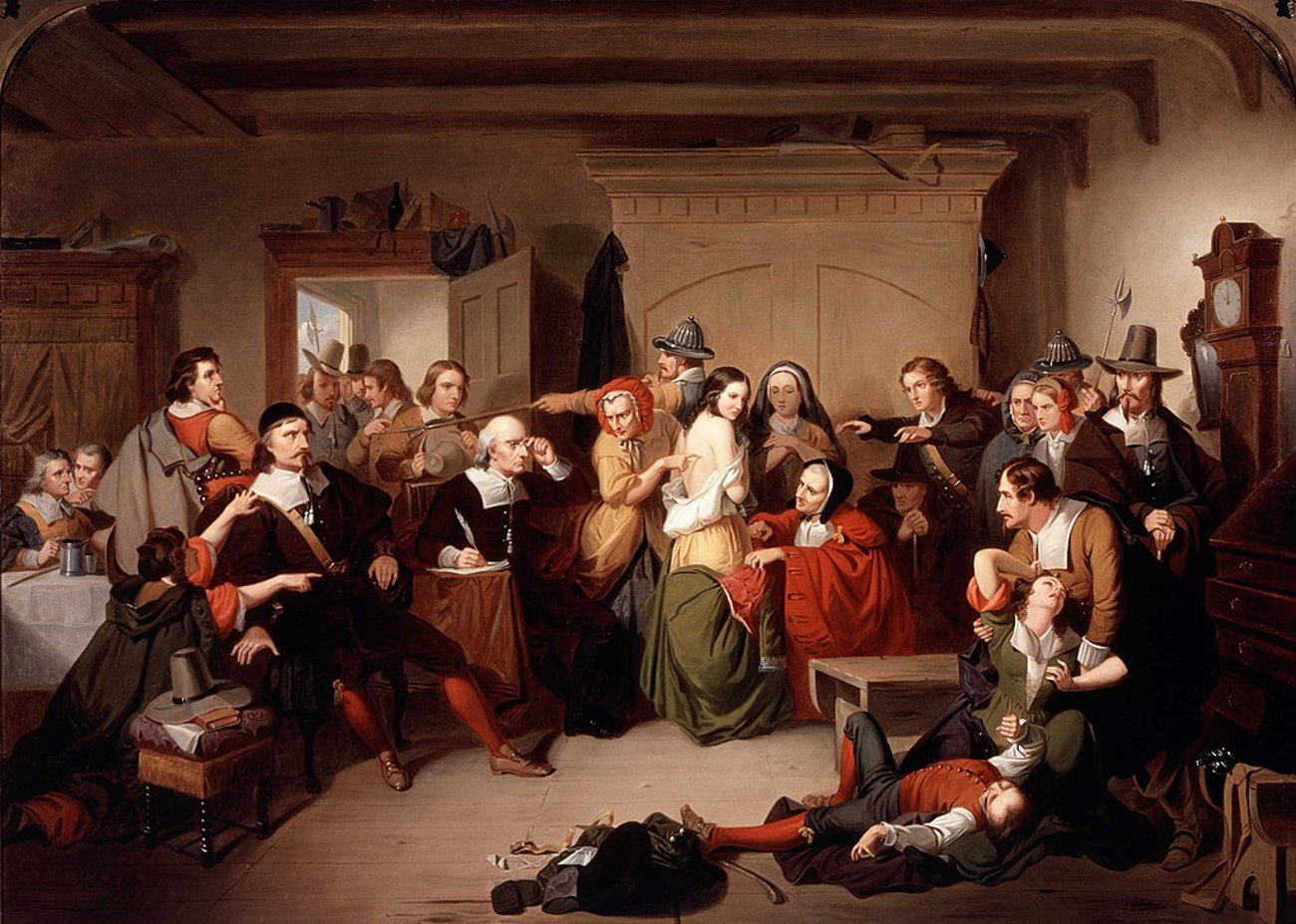 Painting entitled"Examination of a witch" by Thomkins H. Matteson, 1853