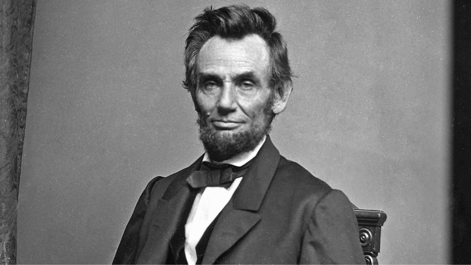 A black and white portrait of Abraham Lincoln in 1864.