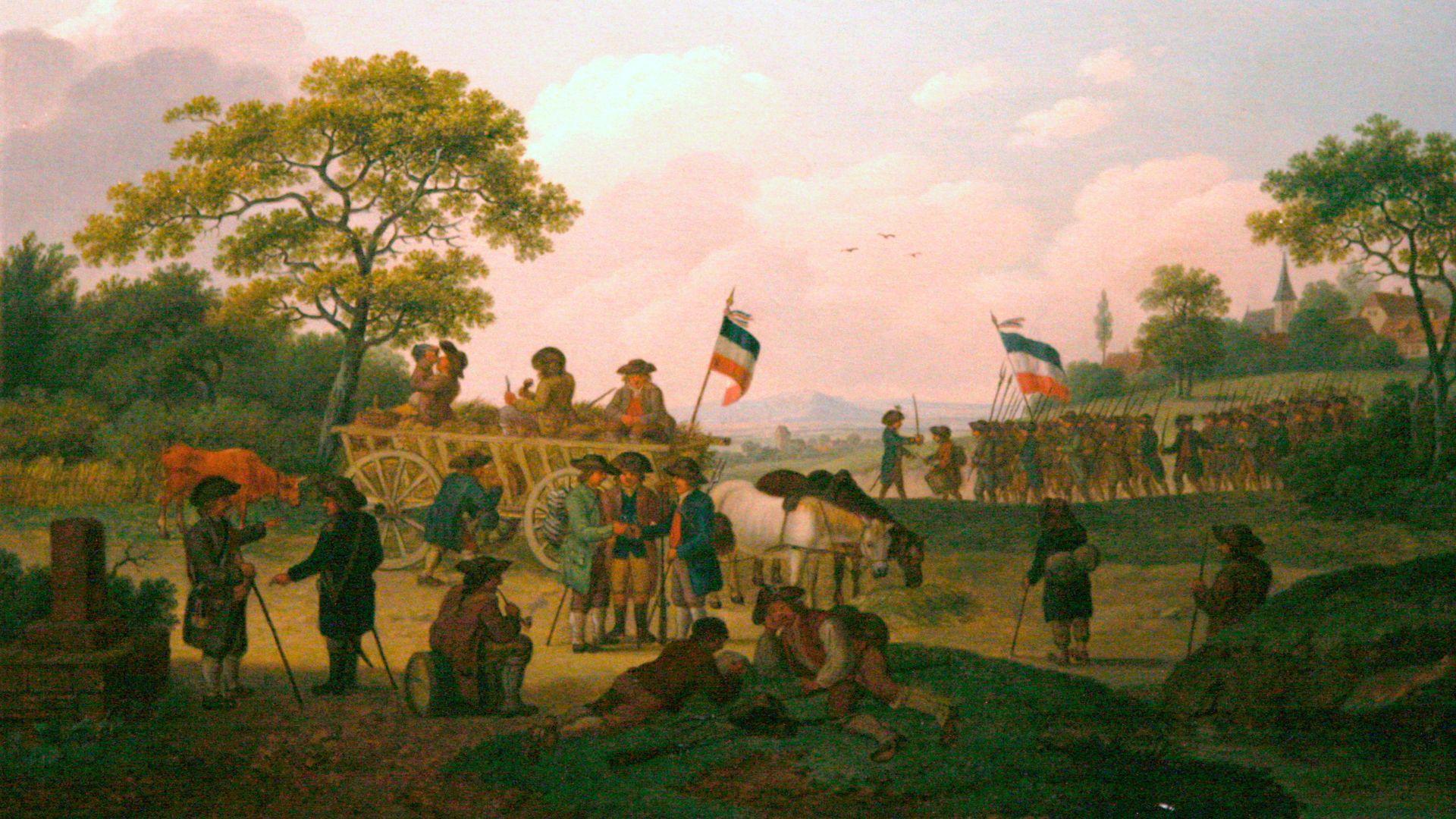 A painting of a Revolutionary Guard in France during the French Revolution in the 1700s.