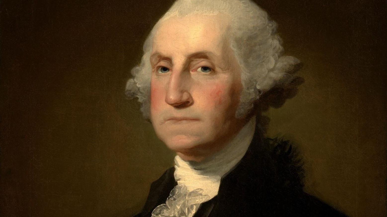 A painted portrait of President George Washington.