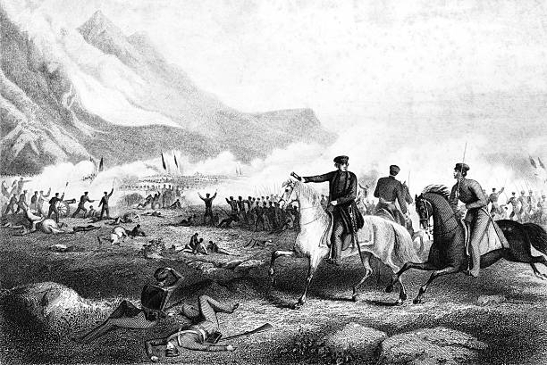 Black and white illustration of the Mexican-American War