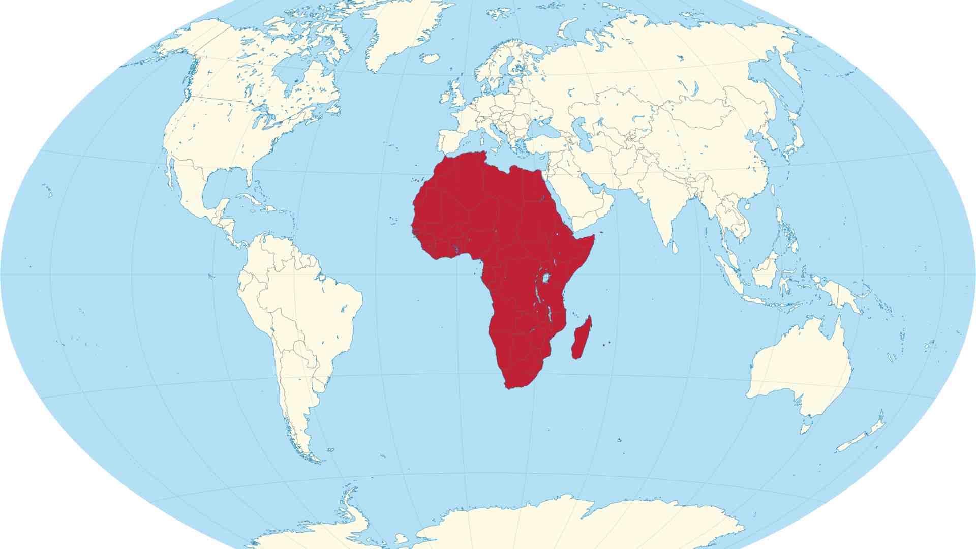 A map of the world with Africa highlighted in red.