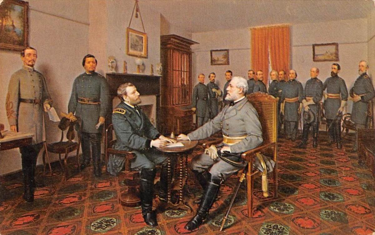 Painting of the South’s surrender at the McClean house at the end of the Civil War by Louis Mathieu Guillaume