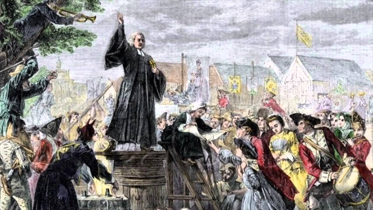 Illustration of the first Great Awakening in the American colonies 1730s-1740s