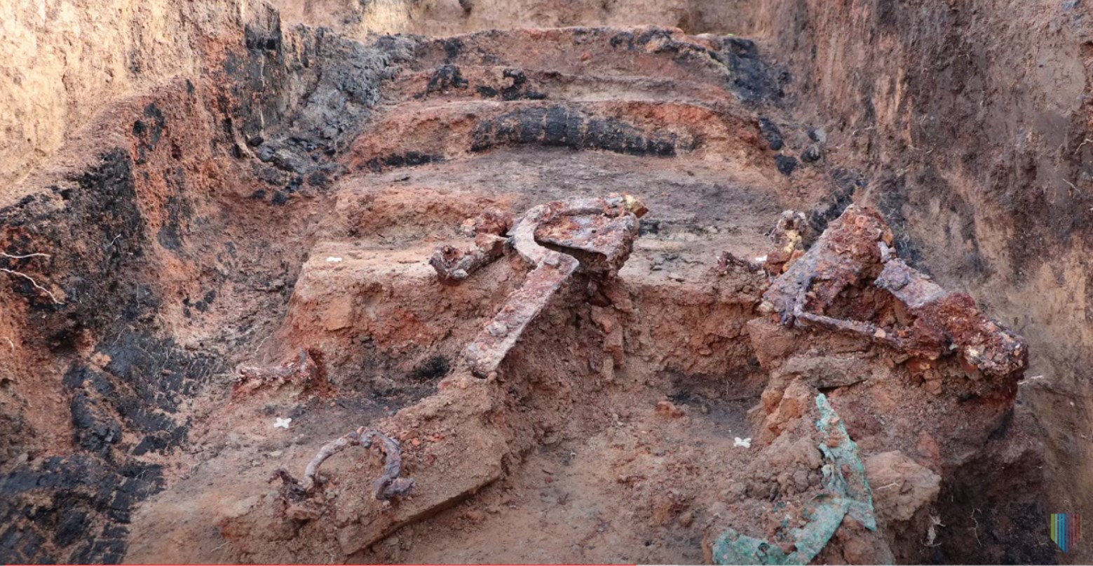 Stairs to the cellar found in the ancient city of Nida in Frankfurt, Germany