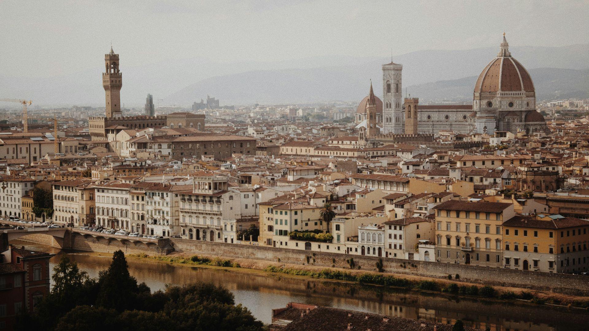 A bird’s eye view of the city of Florence, Italy seen in the daytime.