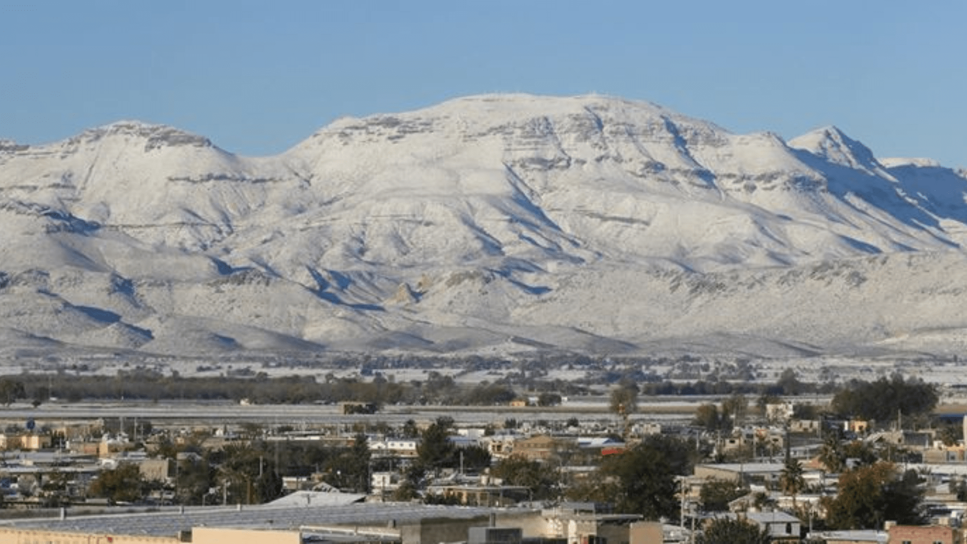 Sierra de Naica Mountain in Chihuahua, Mexico, covered in snow.