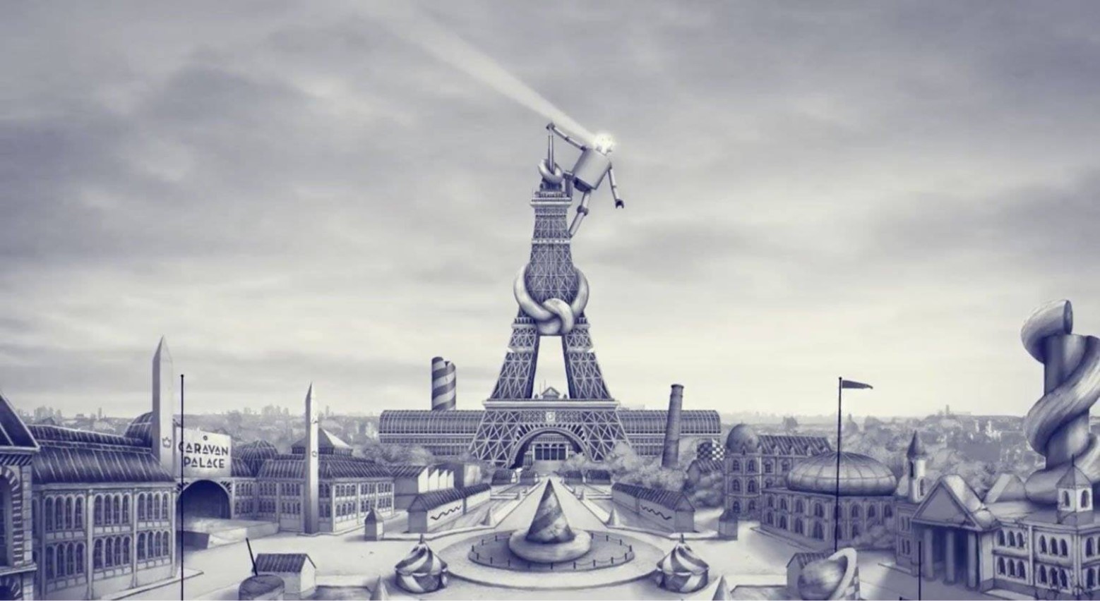 An illustration drawn in 2012 entitled “Caravan Palace" by Ugo Gattoni