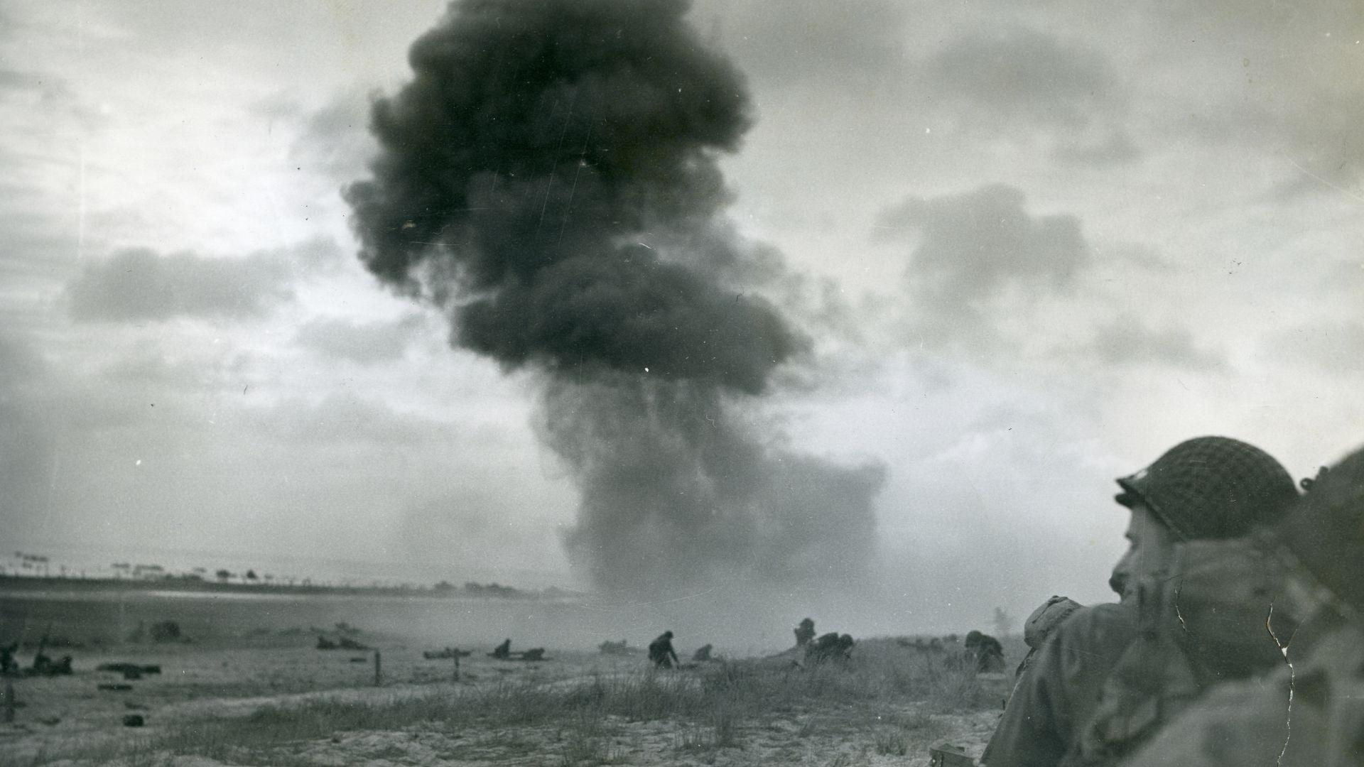 A photo from the 1944 Normandy invasion during D-Day in World War II.