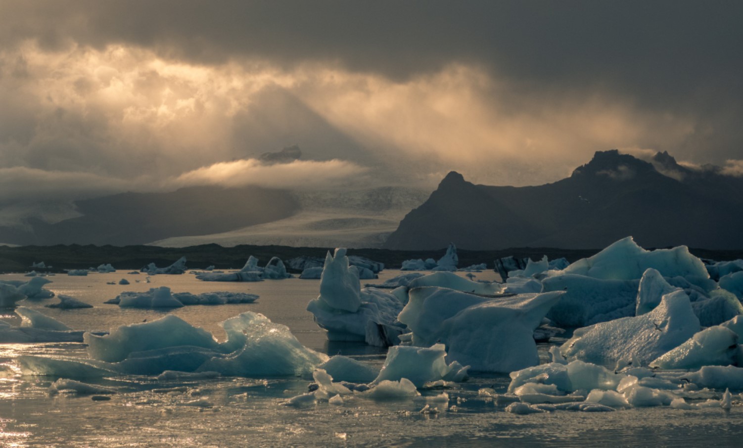 A photo illustration of several melting ice caps blamed on climate change