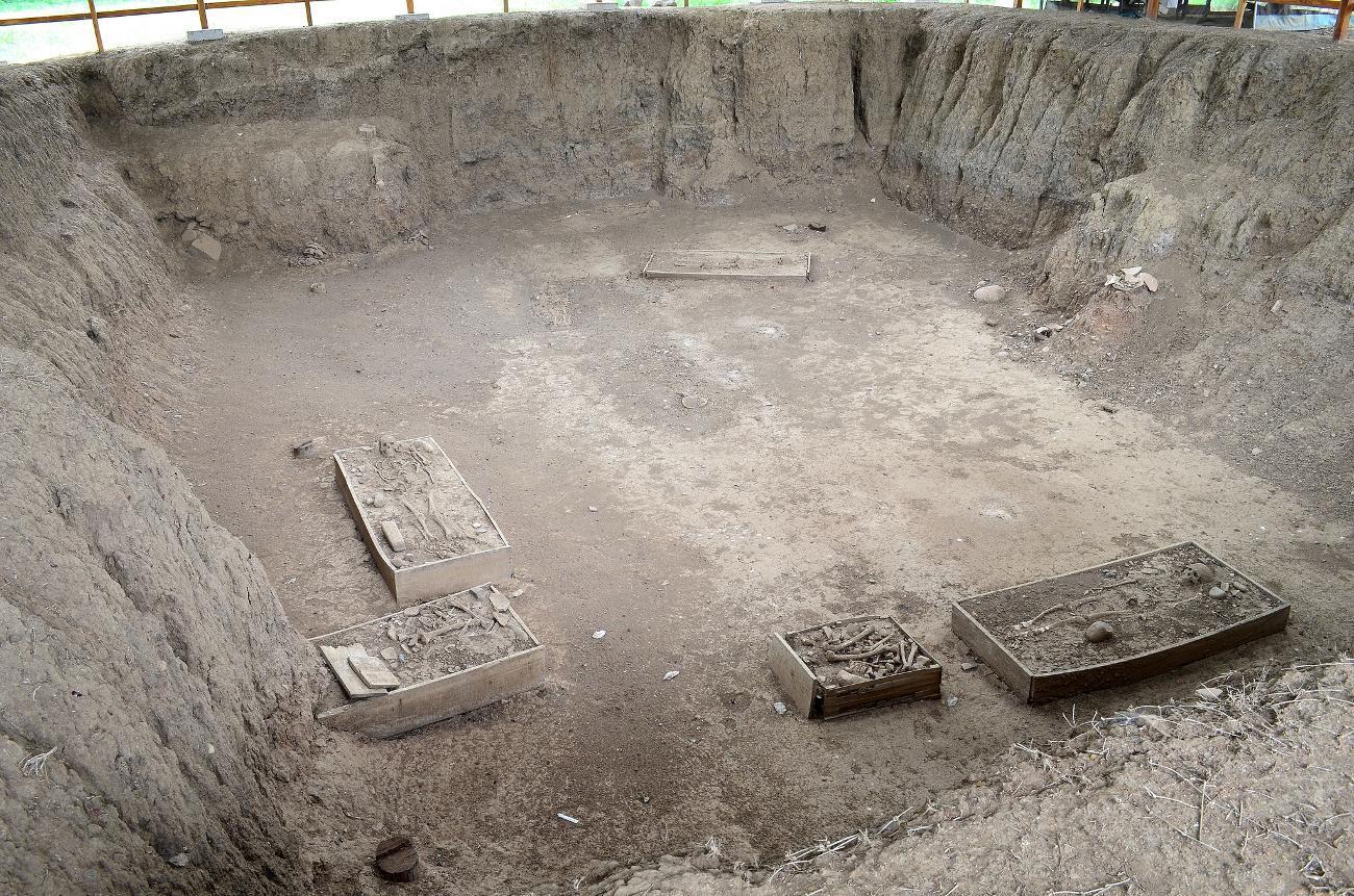 View of a large tomb that contained several skeletons at El Caño archaeological site in Panama