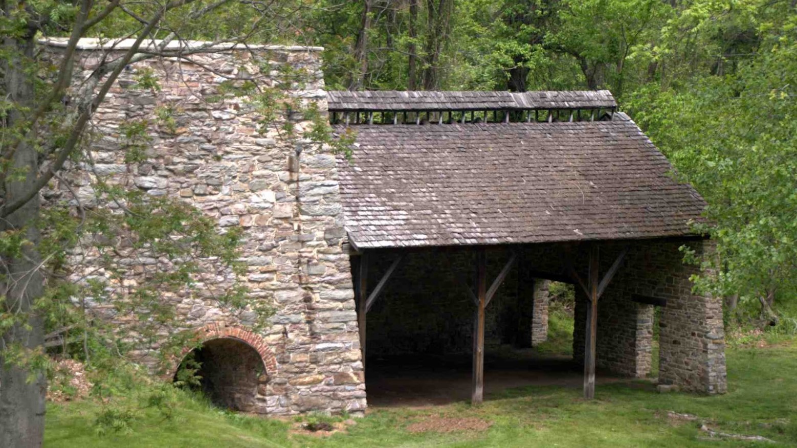 A look at the remains of an iron furnace in Cunningham Falls State Park in Maryland.