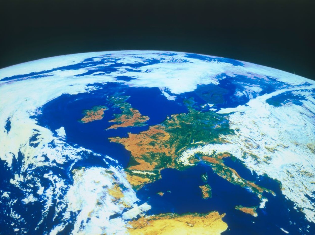 The Earth and specifically the continent of Europe seen from a satellite, circa 1980