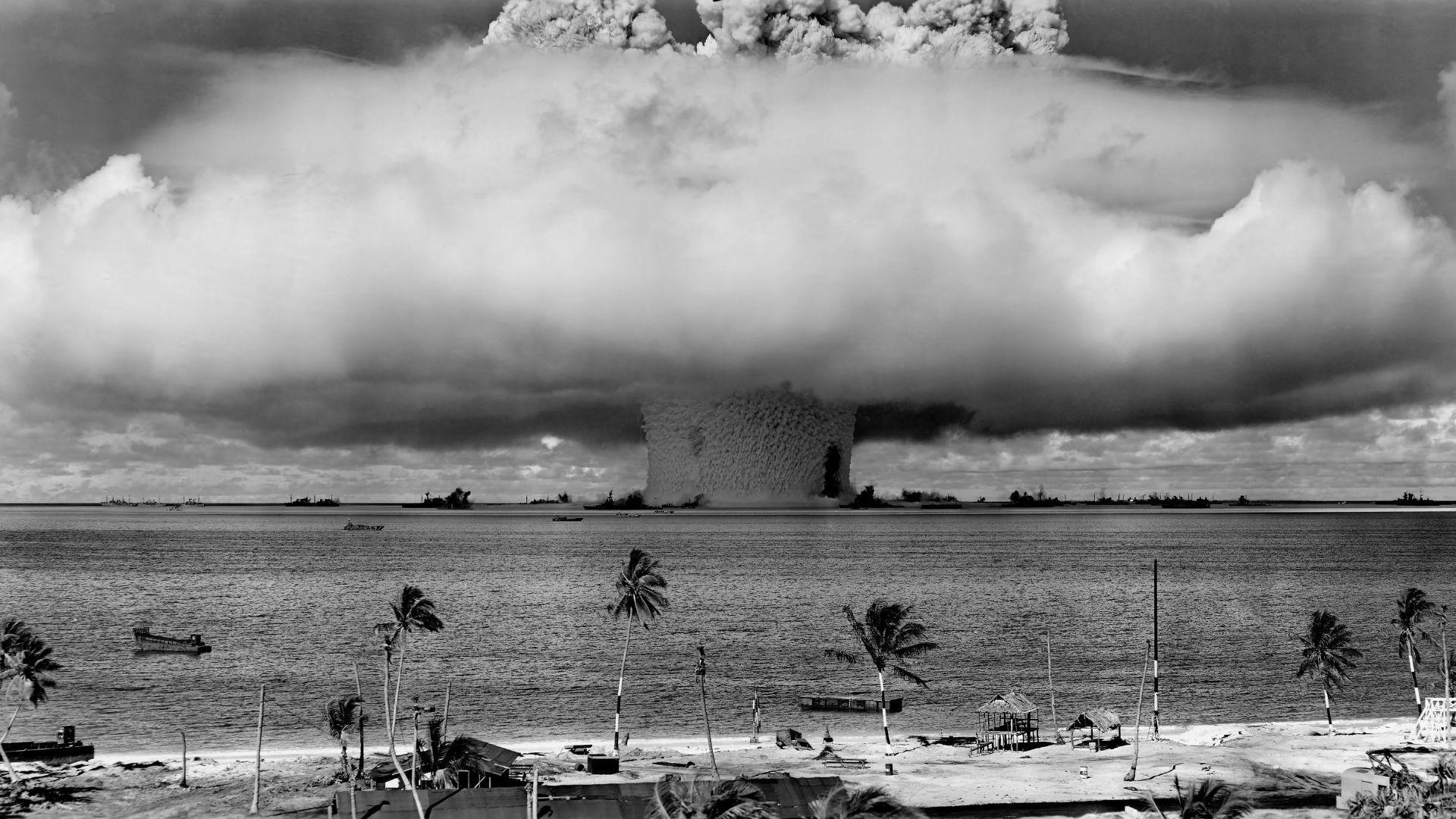 A nuclear bomb testing seen in Bikini Atoll in the Marshall Islands in 1946.