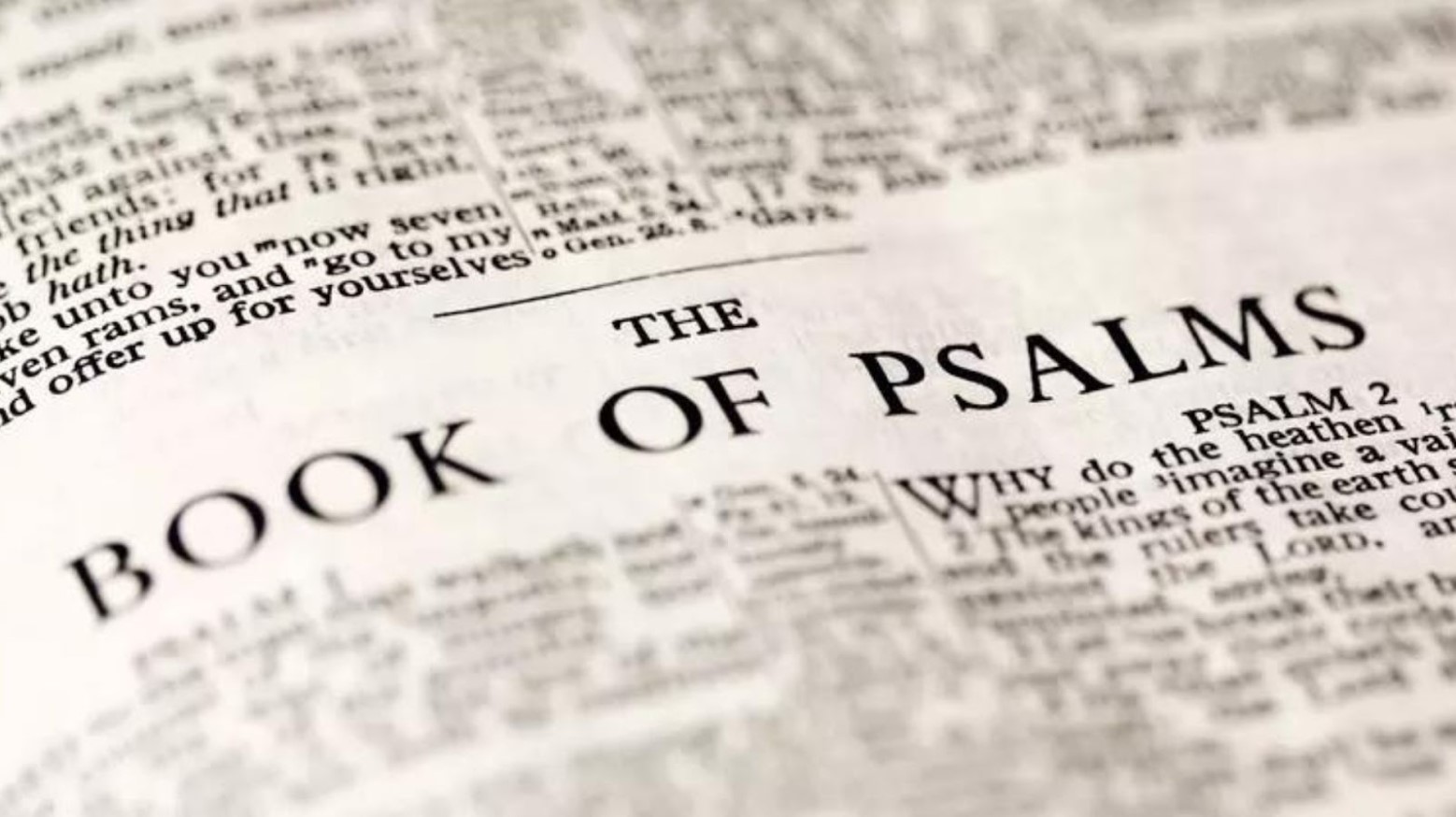 Close up photograph of the Book of Psalms in the Bible