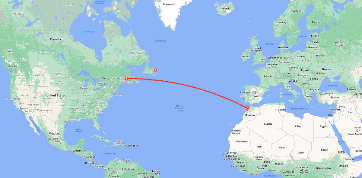 How-far-from-North-America-to-Africa-with-line