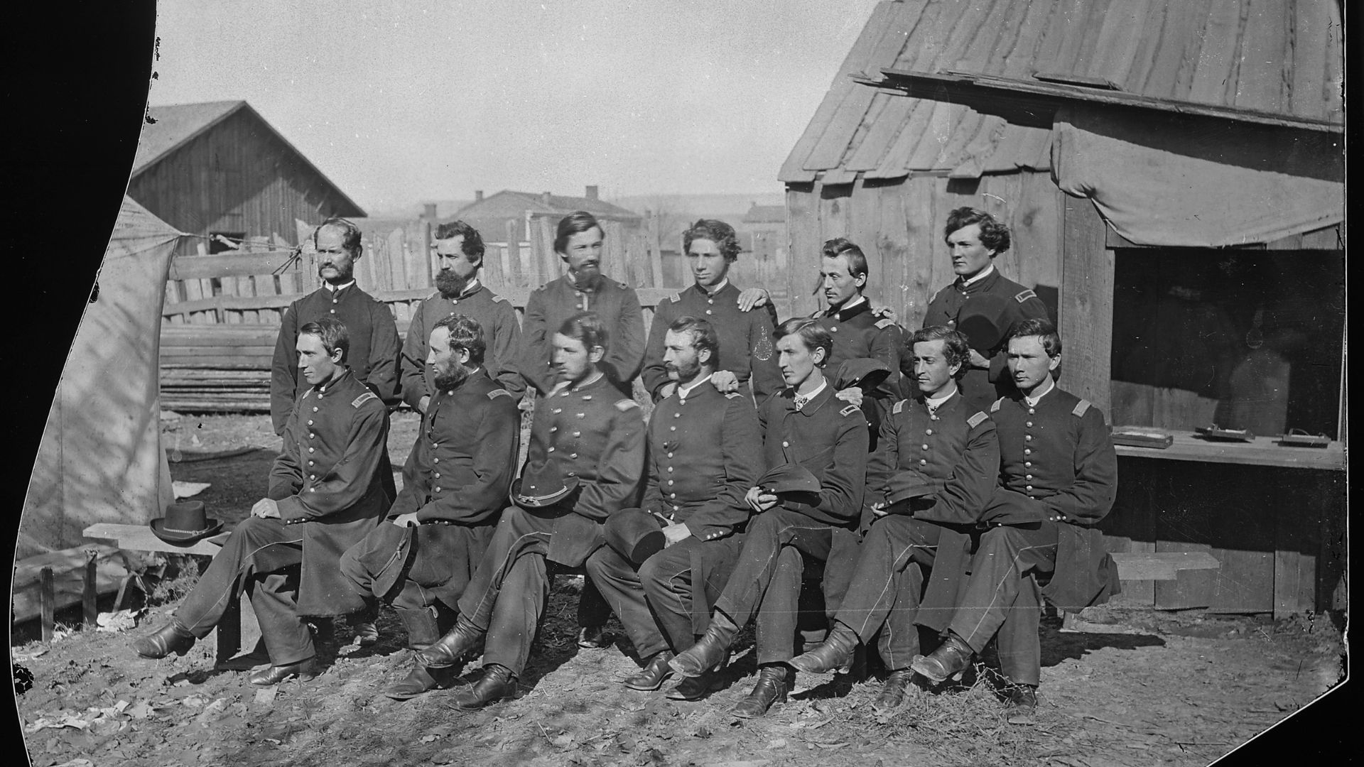 An old black and white photograph by Matthew Brady of Civil War soldiers.