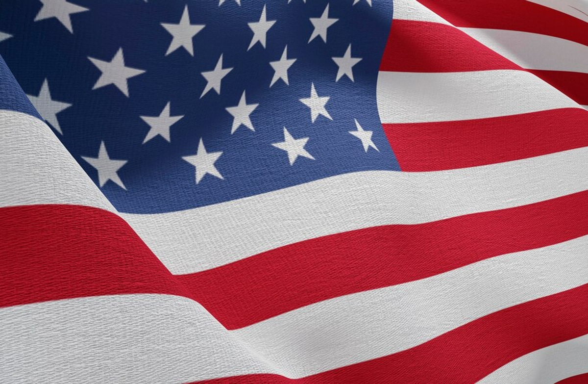 Close-up photograph of an American flag