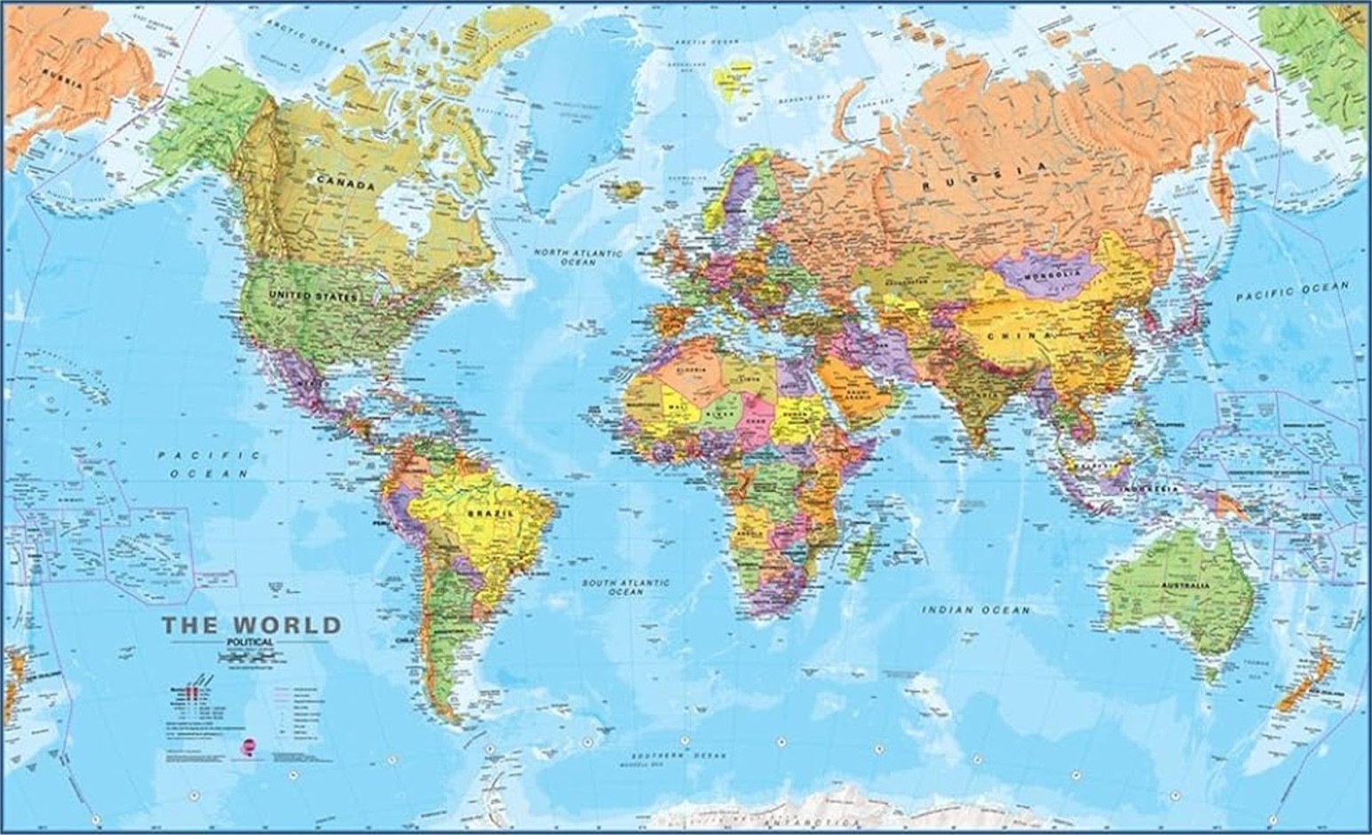 Flat map of every country on planet Earth