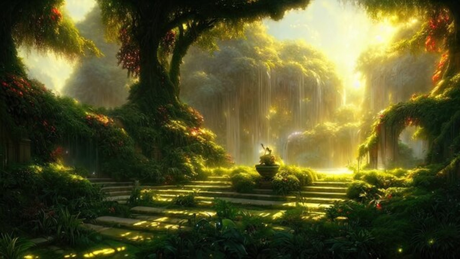 Digital illustration of the Garden of Eden