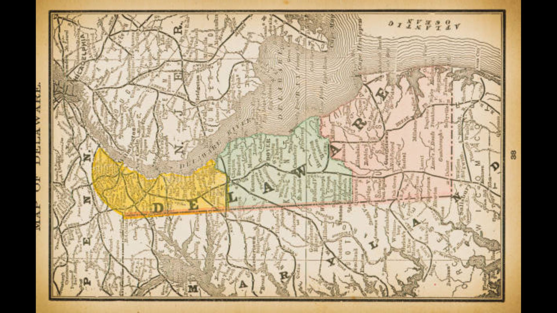 Old map of the state of Delaware