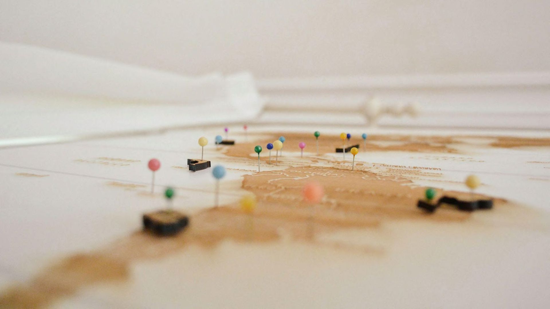 Map with colorful pins marking locations